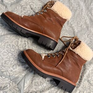 MIA Regis faux shearling-lined boots in cognac brown